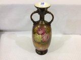 Austria Porcelain Floral Painted Dbl Handled