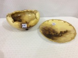 Lot of 2 Hand Painted Leaf & Nut Design Pickard