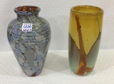 Pair of Signed Art Glass Vases