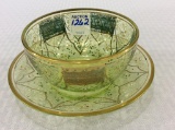 Green Moser Glass Decorated Bowl