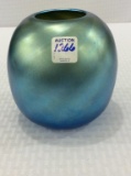 Signed Durand Vase Blue Aurene