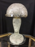 Beautiful Cut Glass Lamp w/ Mushroom Shade