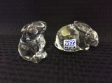 Lot of 2 Signed Baccarat Crystal Bunny Rabbits