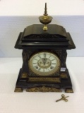 Ornate Cast Iron Keywind Clock w/ Open