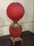 Electrified Red Dbl Globe Lamp