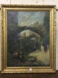 Lg. Framed Painting of Village Scene