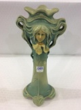 Tall Dbl Handled Pottery Vase w/ Women's Face