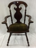 Antique Green Velvet Upholstered Chair