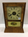 Antique Keywind Clock w/ Sm. Painted Tablet