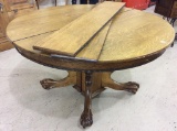 Round Oak Pedestal Antique Table