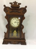 Antique Keywind Clock w/ Etched Tablet