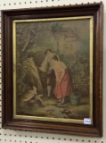 Old Antique Framed Print of Couple