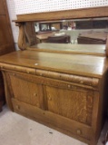 Oak Sideboard Cabinet w/ Mirror