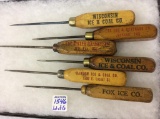 Lot of 6 Adv. Ice Picks Including