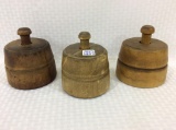 Lot of 3 Wood Butter Molds (Approx. 5 1/2 Inches