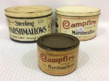 Lot of 3 Marshmallows Round Tins Including