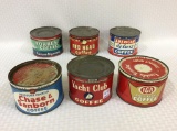 Lot of 6 Adv. Coffee Tins Including