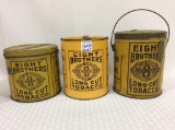 Lot of 3 Eight Bros. Tobacco Tins-Various