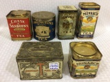 Lot of 6 Sm. Adv. Tea Tins Including