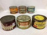 Lot of 6 Sm. Coffee Tins (Approx. 3 1/2 Inches