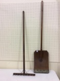 Lot of 2 Primitive Tools Including Old Wood Rake