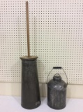 Lot of 2 Tinware Pieces Including Primitive Churn