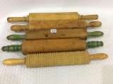 Lot of 5 Various Wood Rolling Pins Including