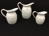 Lot of 3 Graduated Size Porcelain Pitchers