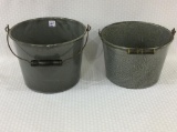 Lot of 2 Grey Graniteware Buckets w/ Handles