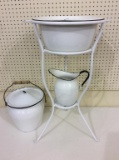 White Paint Metal Stand (31 Inches Tall) w/ White