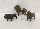 Lot of 3 Iron & Metal Lion Banks