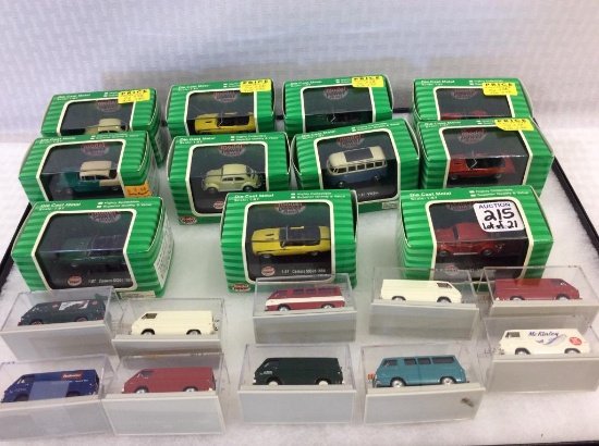 Lot of 21 Die Cast Metal 1:87th Scale Vehicles-