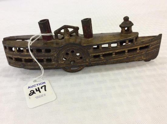 Iron Steam Boat Bank-(Approx. 8 Inches Long