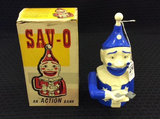 Plastic Sav-O The Clown Action Bank w/ Box