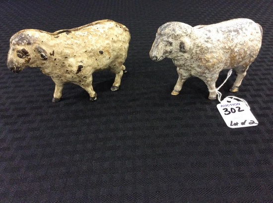 Lot of 2 Iron Sheep Banks (Approx. 3 1/4 Inches