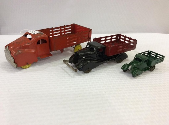 Lot of 3 Various Size Toy Trucks (Missing Parts)