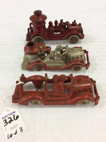 Lot of 3 Sm. Iron Fire Trucks (One Missing