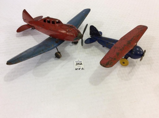 Lot of 2 Unmarked Toy Airplanes