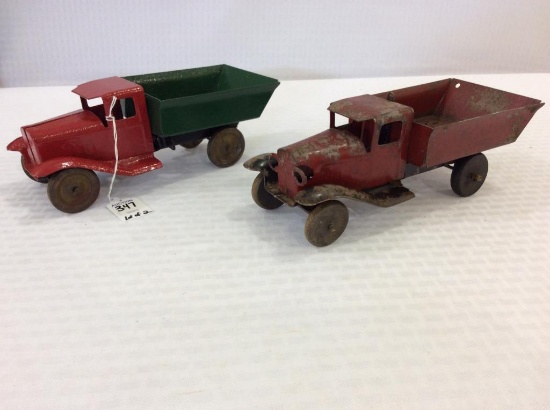 Lot of 2 Toy Dump Trucks-One Re-Painted