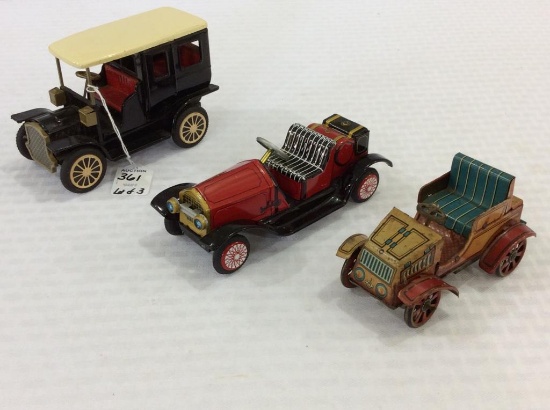 Lot of 3 Tin Friction Toy Cars Including