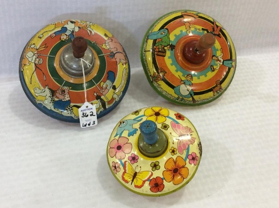 Lot of 3 Vintage Children's Spinning Toy