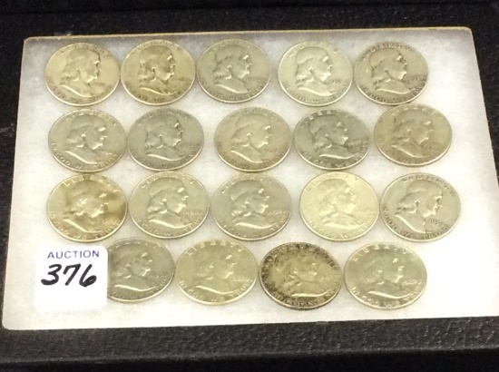 Collection of 19 Ben Franklin Half Dollars