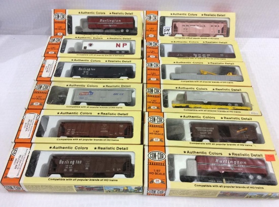 Lot of 12 Con-Cor HO Scale Train Cars in Boxes