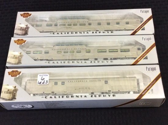 Lot of 3 HO Scale California Zephyr CB&Q Cars-NIB