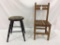 Lot of 2 Primitive Pieces Including Sm. Stool