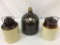 Lot of 3 Stoneware Pieces Includng Brown Adv. Jug-