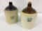 Lot of 2 One Gal. Stoneware Jugs Front Marked