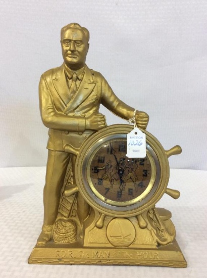 FIgural United Clock Co. Metal Wind Up Clock