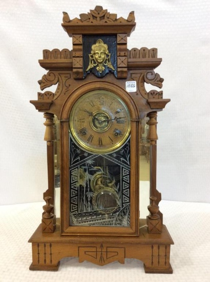 Ornate Victorian Design Keywind Clock w/ Side
