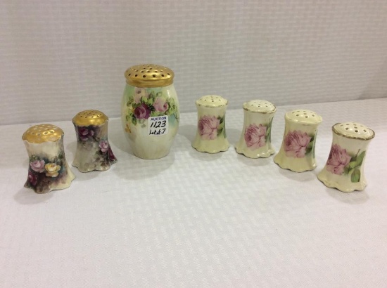 Lot of 7 Floral Painted Shakers Including